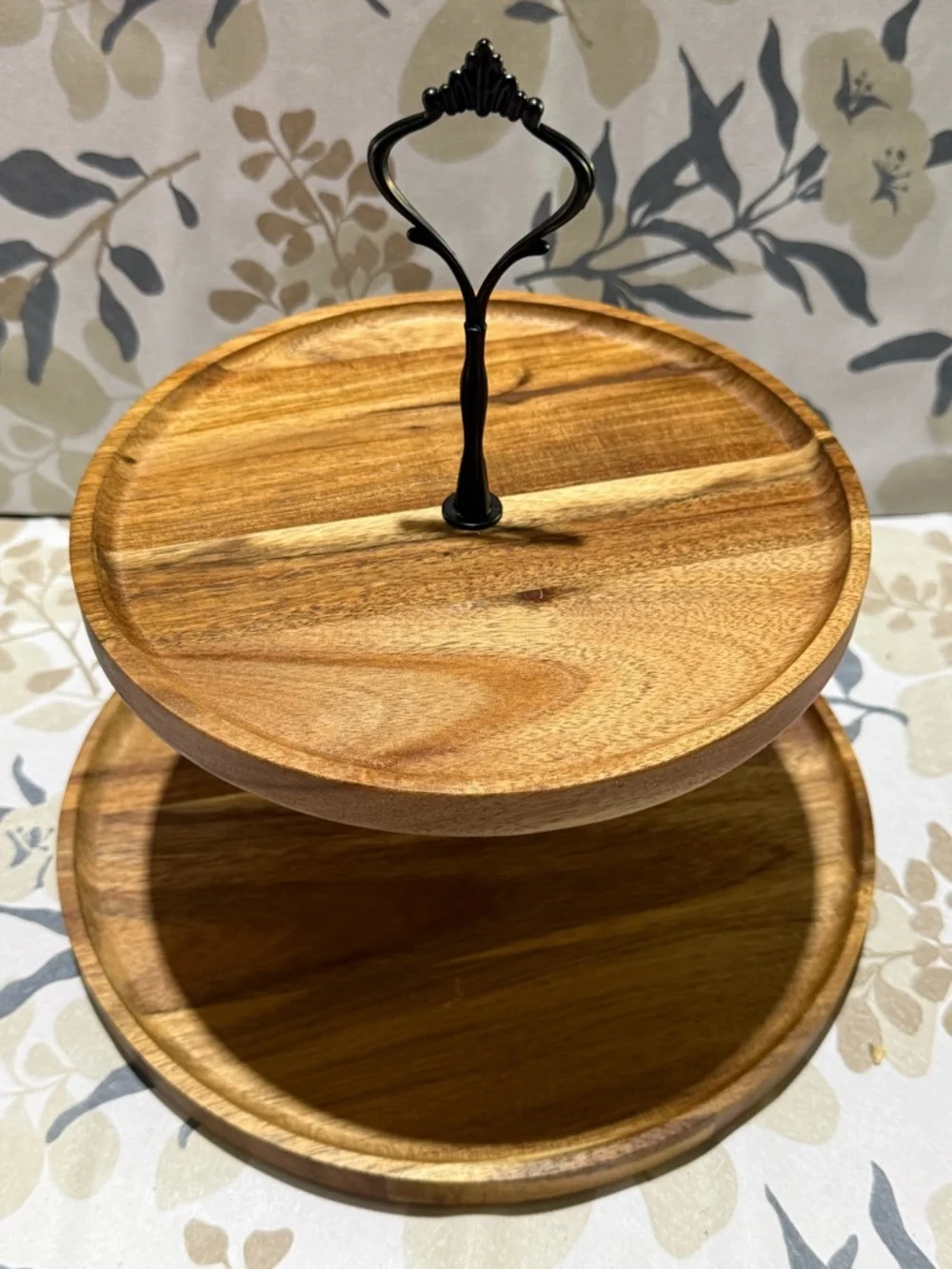 Two-Tier Wooden serving tray- Darker wood - Picture 2 of 4